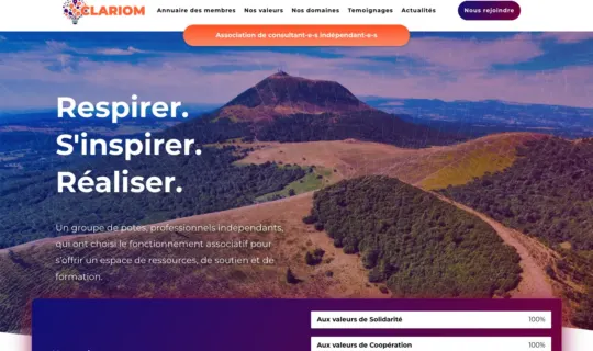 Page d'accueil du site de Clariom Conseil