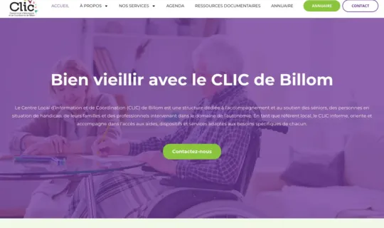 Page d'accueil du site du CLIC de Billom