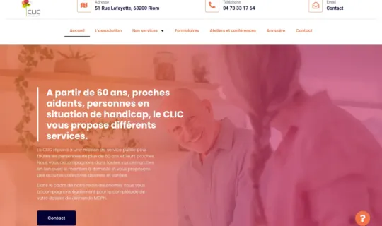 Page d'accueil du site du CLIC de Riom
