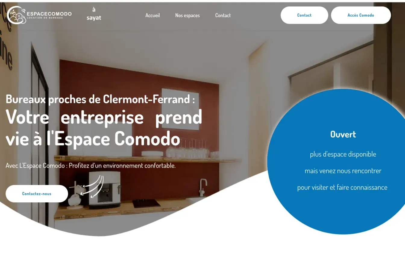 Page d'accueil du site de Espace Comodo