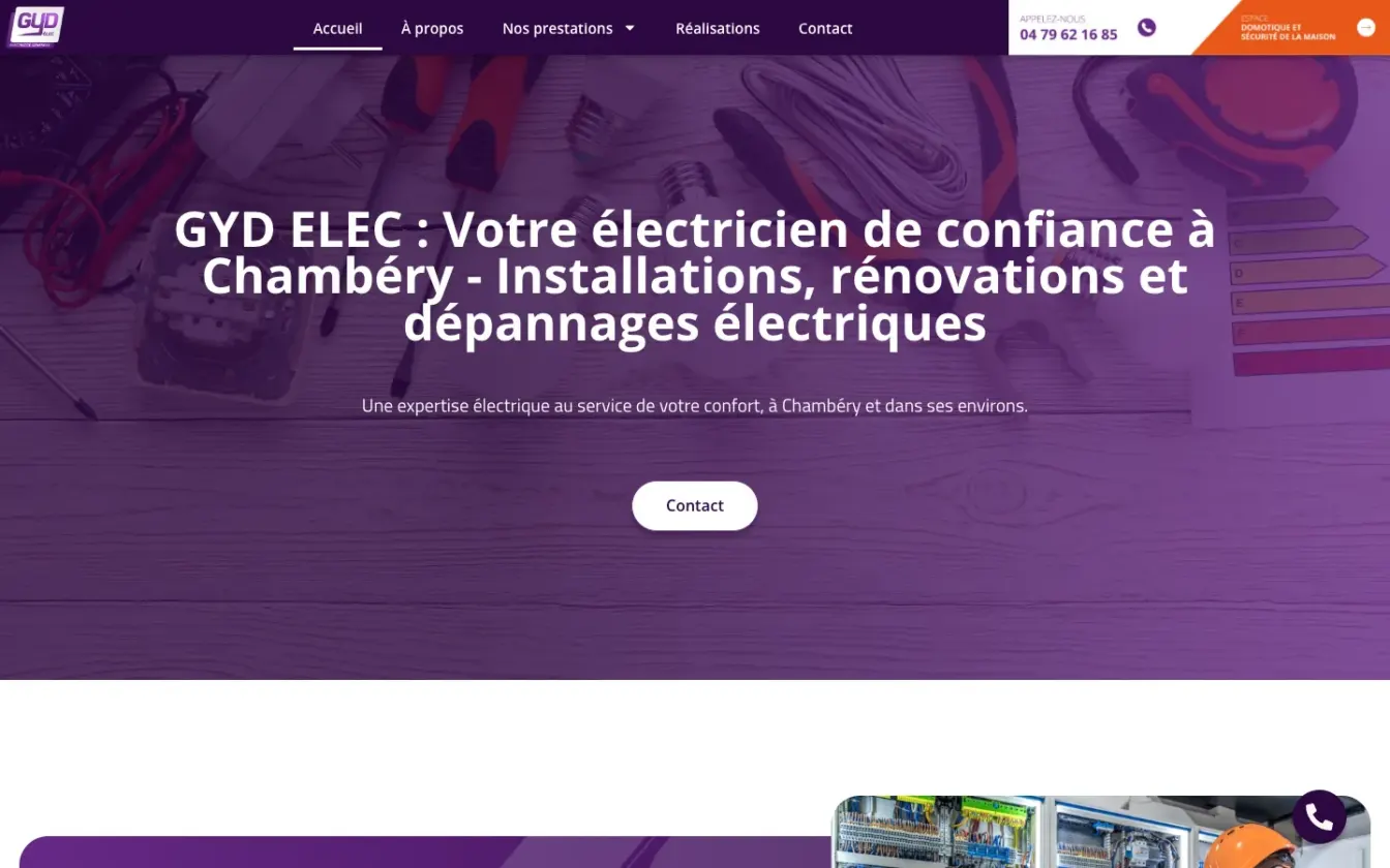 Page d'accueil du site de Gyd Elec