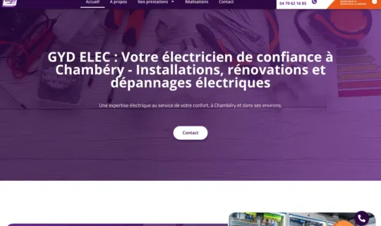 Page d'accueil du site de Gyd Elec