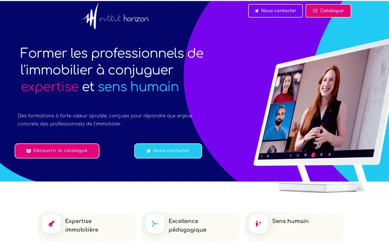 Page d'accueil du site du Institut Horizon