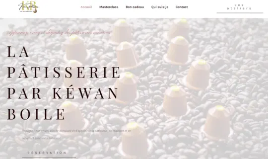 Page d'accueil du site de Kéwan Pâtisseries