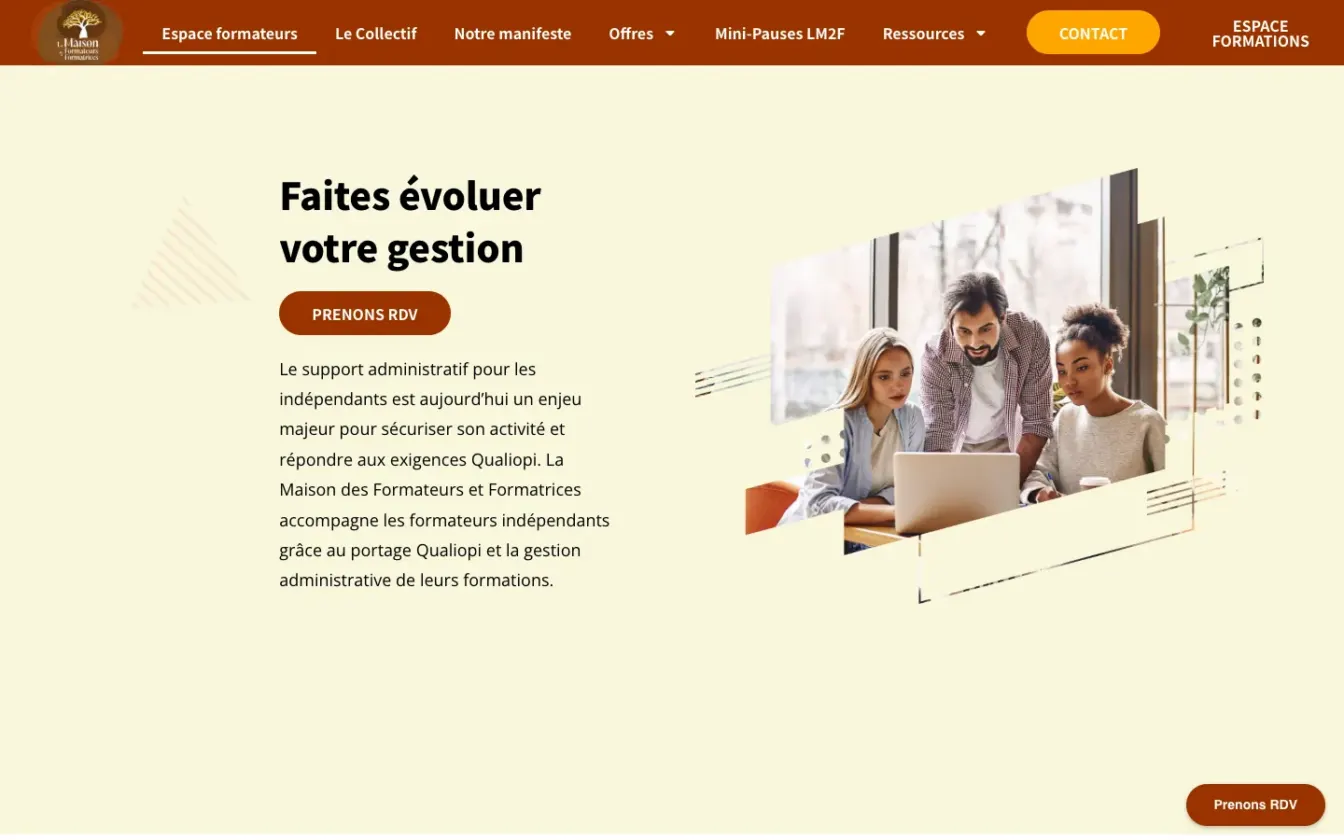Page d'accueil du site de La Maison des Formateurs