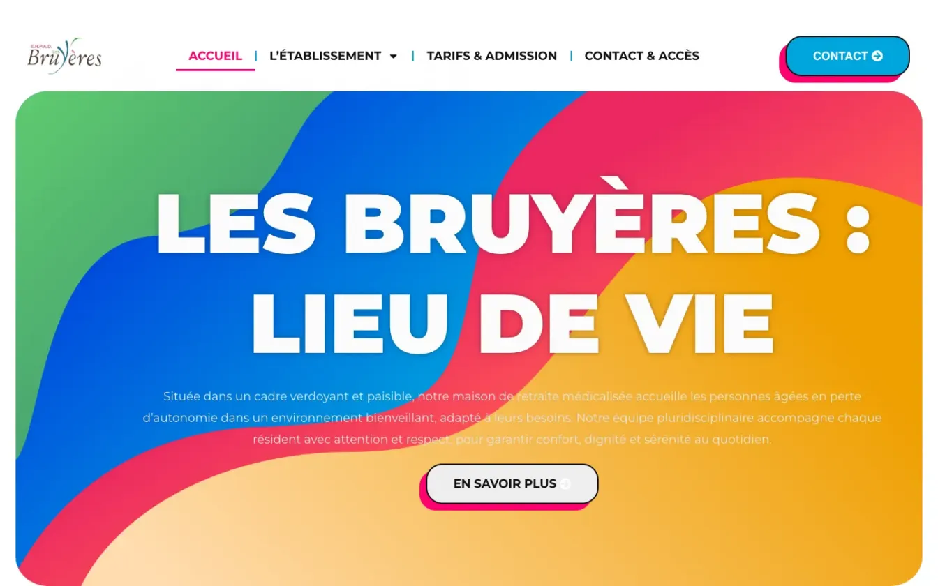 Page d'accueil du site de Les Bruyères EHPAD